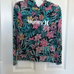 Hurley Tropical Floral Knit Hoodie Swim Coverup - Women's Large